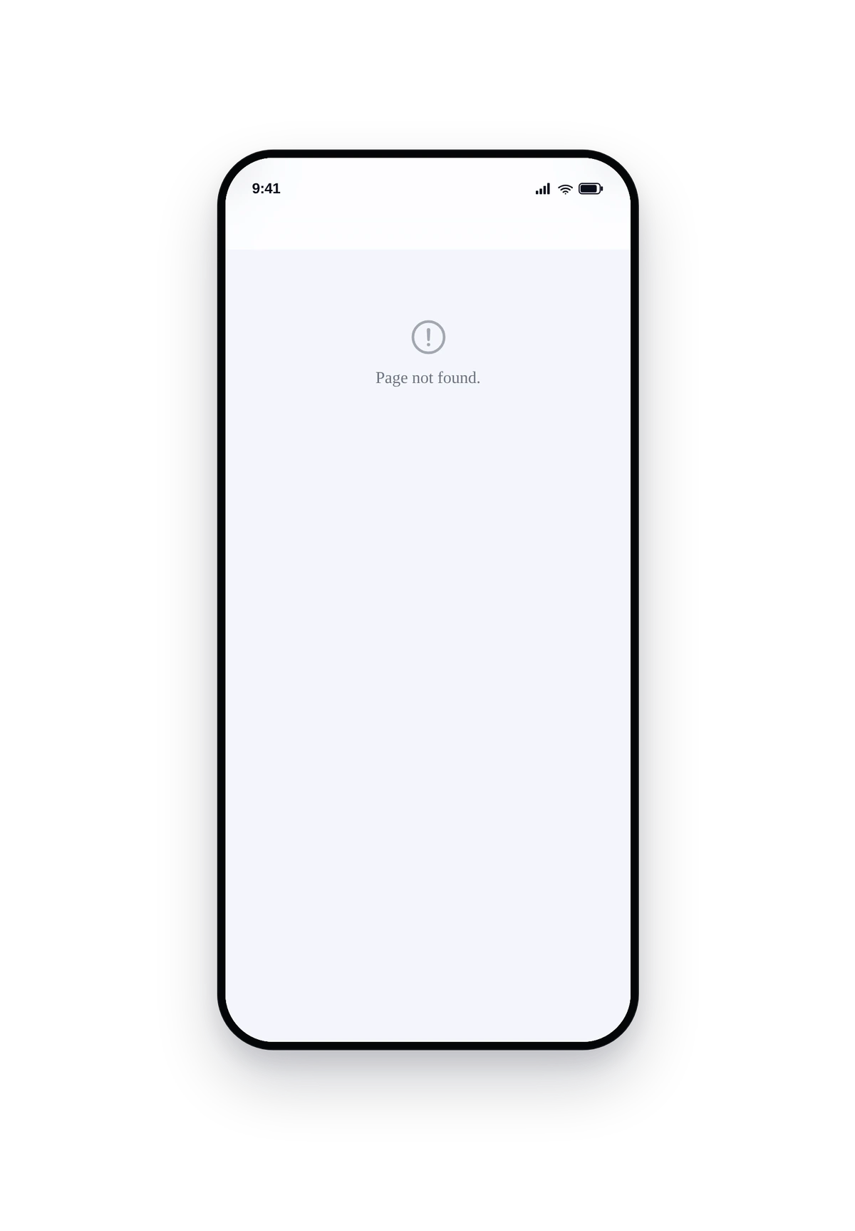 iPhone-style phone frame rendering the Custom Page feature in its initial state