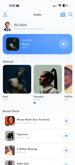 Music & Podcasts Android app built with Swiftspeed Android app builder