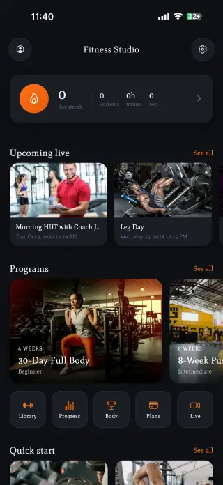 Fitness & Workouts app template built with Swiftspeed